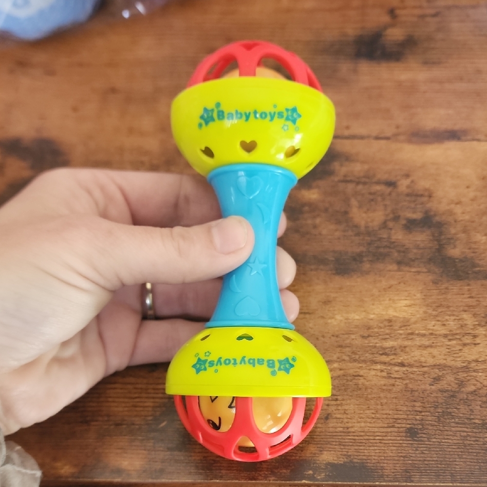 Colorful Babies 1 Pc Double Head New Baby Rattle Toy Set, Plastic Rattle Toys